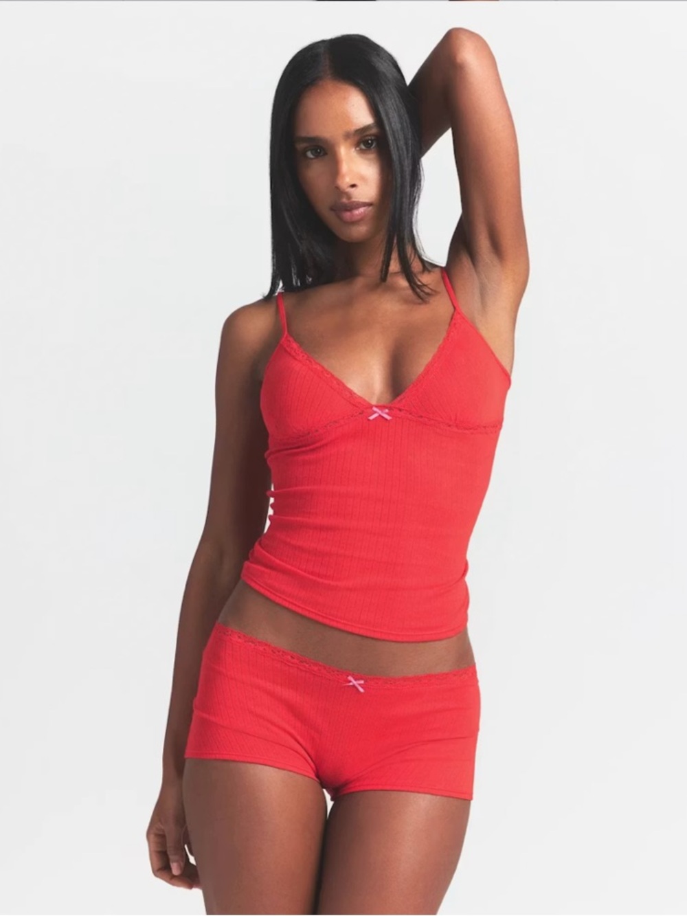 SKIMS Pointelle Lace Cami And Boy Short Set